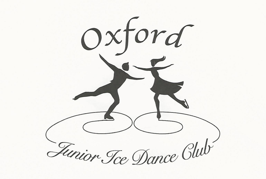 Oxford Junior Ice Dance Club logo with two skaters and some swirly traces on the ice