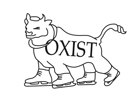 OXIST logo - an ox wearing figure skates